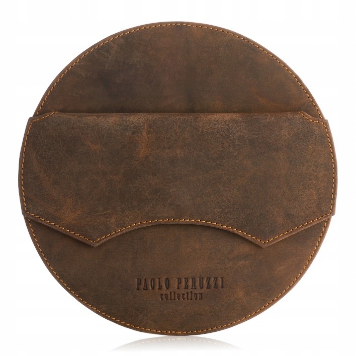 Torebka damska na ramię skórzana okrągła mała jasnobrązowa vintage