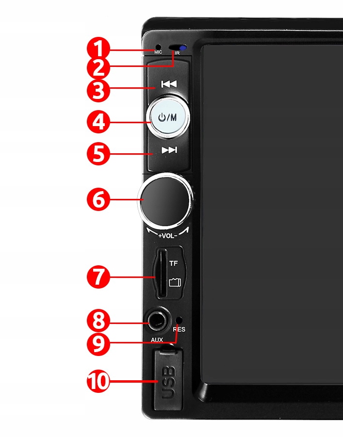 RADIO 2DIN EKRAN 7 USB SAMOCHODOWE SD MP3 BT Rodzaje odtwarzanych nośników karta microSD USB
