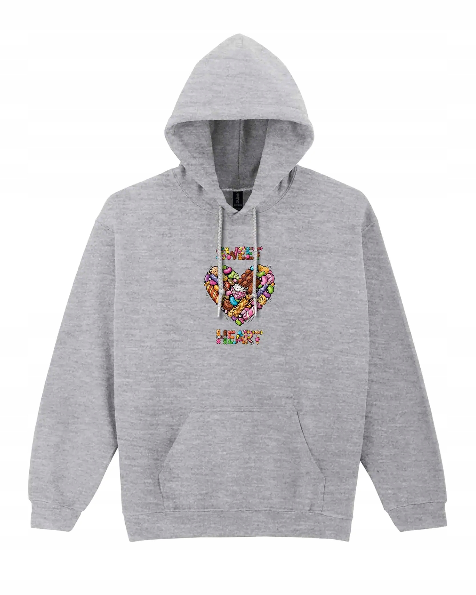 Mikina s kapucí Sladkosti Srdce Cukrárna Jídlo Šedá XXL