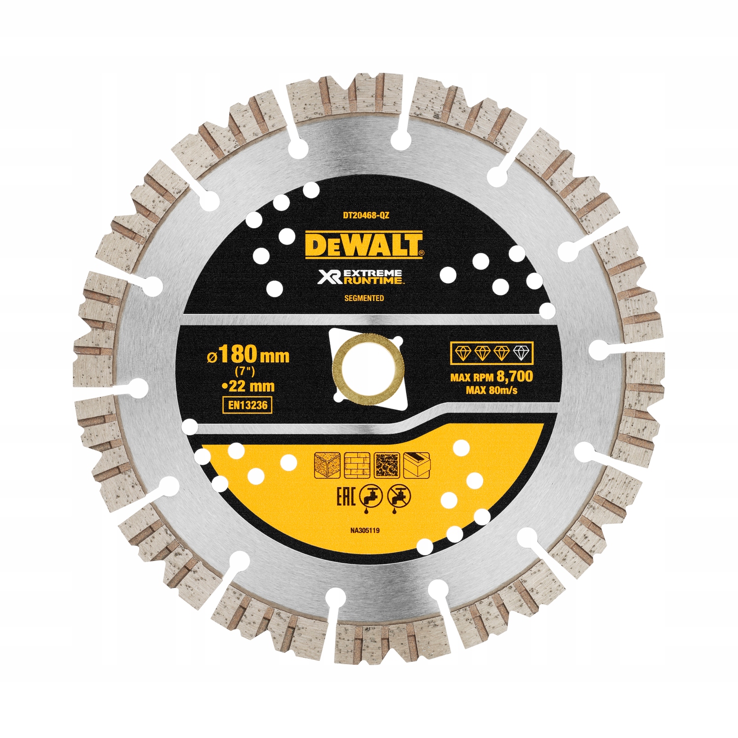 DeWALT DT20468 tarcza tnąca diamentowa do betonu 180MM Xr extreme runtime