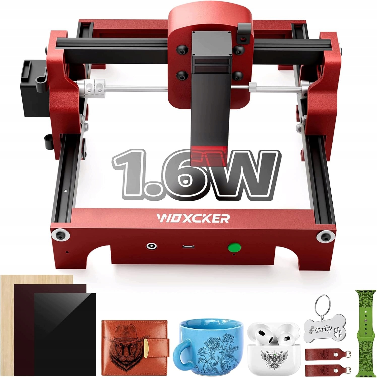 Woxcker S1 laserový gravírovač 1.6 W mini přenosný 130 x 130 mm Diy dřevo kůže
