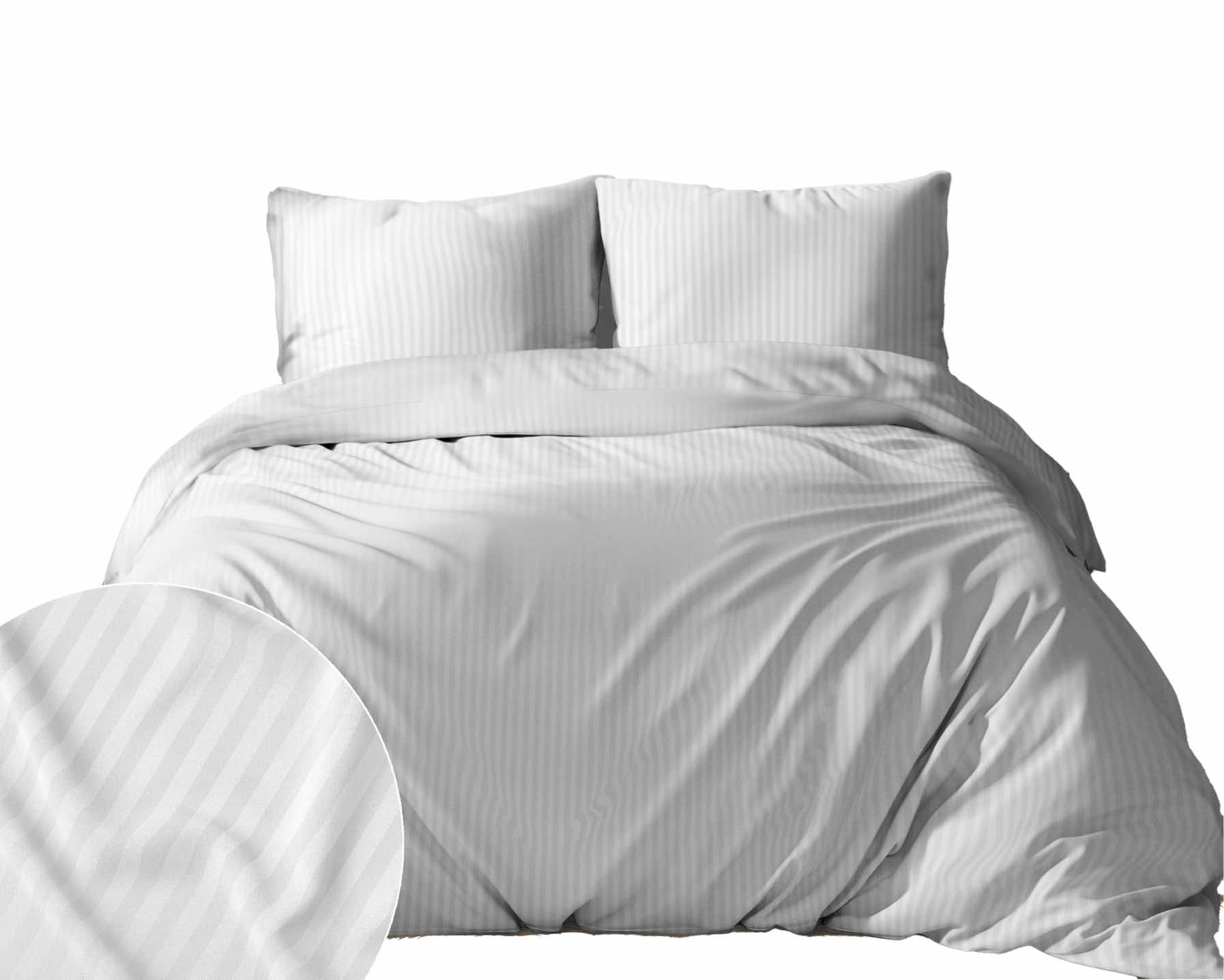 Povlečení damaškové 180x200 bílé jednobarevné proužky 1 cm Pure