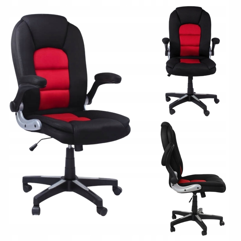 Fotel gracza Czerwony obrotowy siateczkowy Podnoszone rączki L204