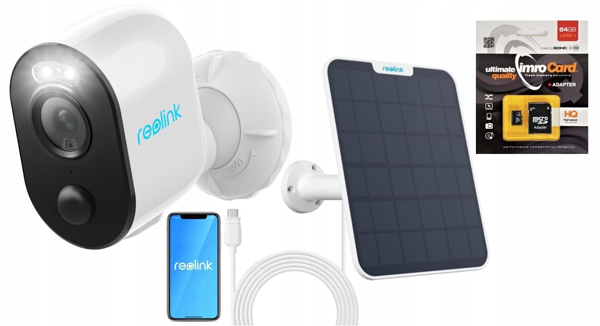 Kamera Reolink Argus B330 5MP batéria Solárny Panel 64GB Karta