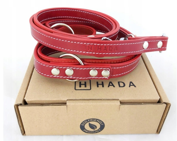 Smycz Regulowana Przepinana Skórzana Hada Czerwona