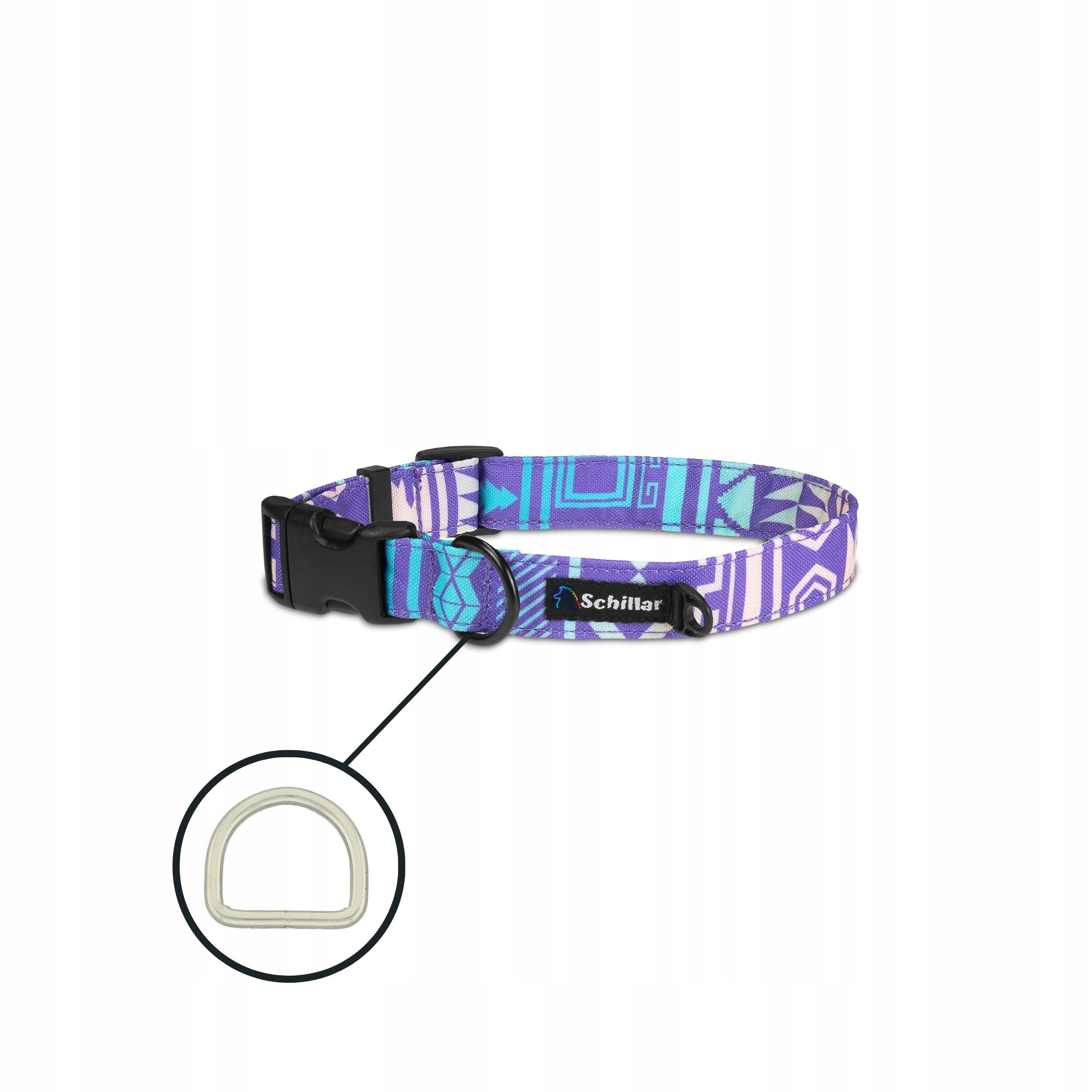 Levně Obojek na přezku pro velkého psa barevný fialový aztec L XL 40-60cm