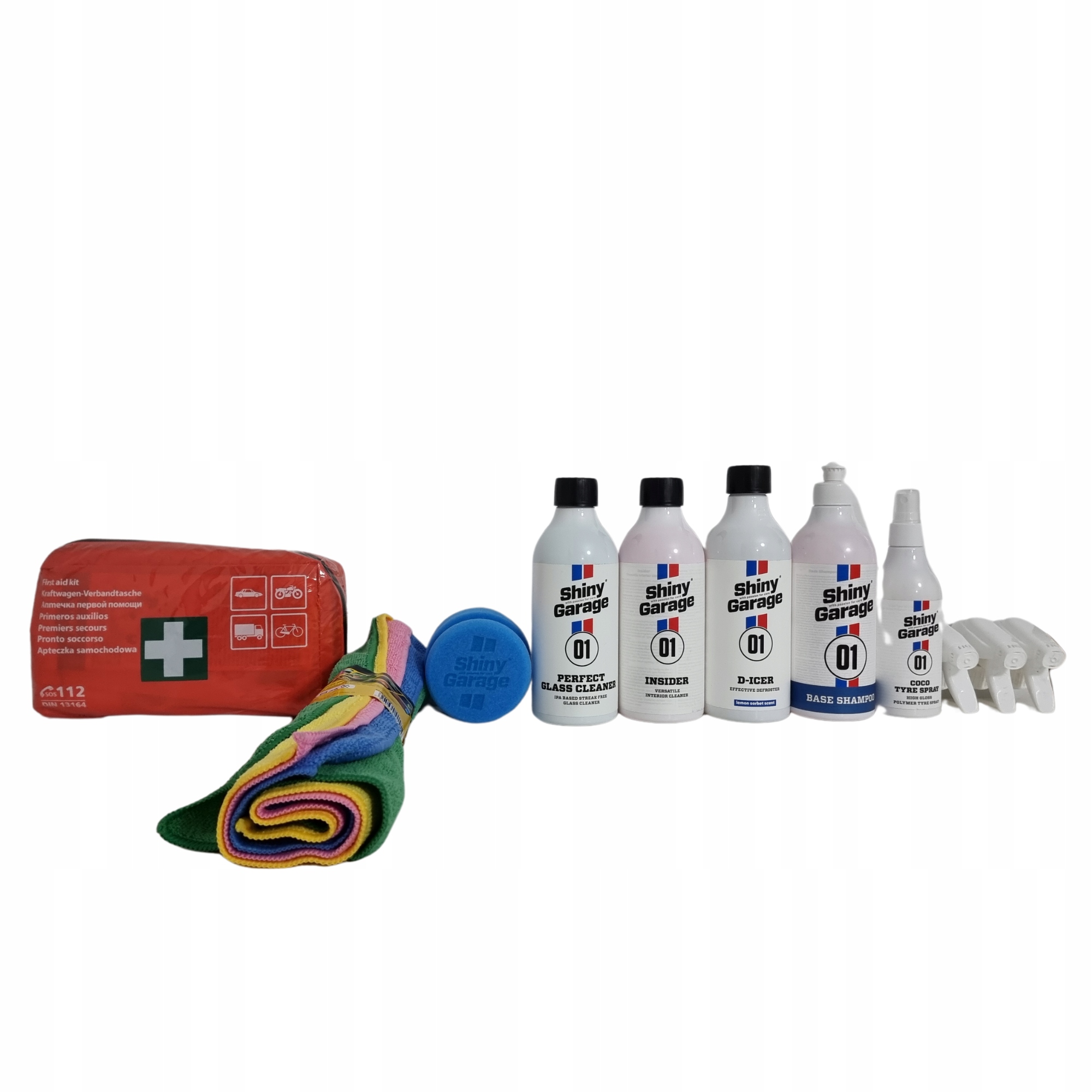 Povinná sada na starostlivosť o auto, kozmetiku Shiny Garage, lekárnička