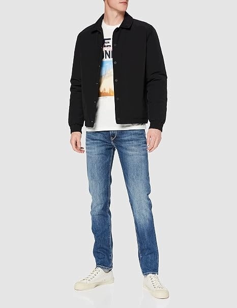 Pepe Jeans Modré Džíny Rovné S Oděrkami A Vtíráním 30/32 7FA