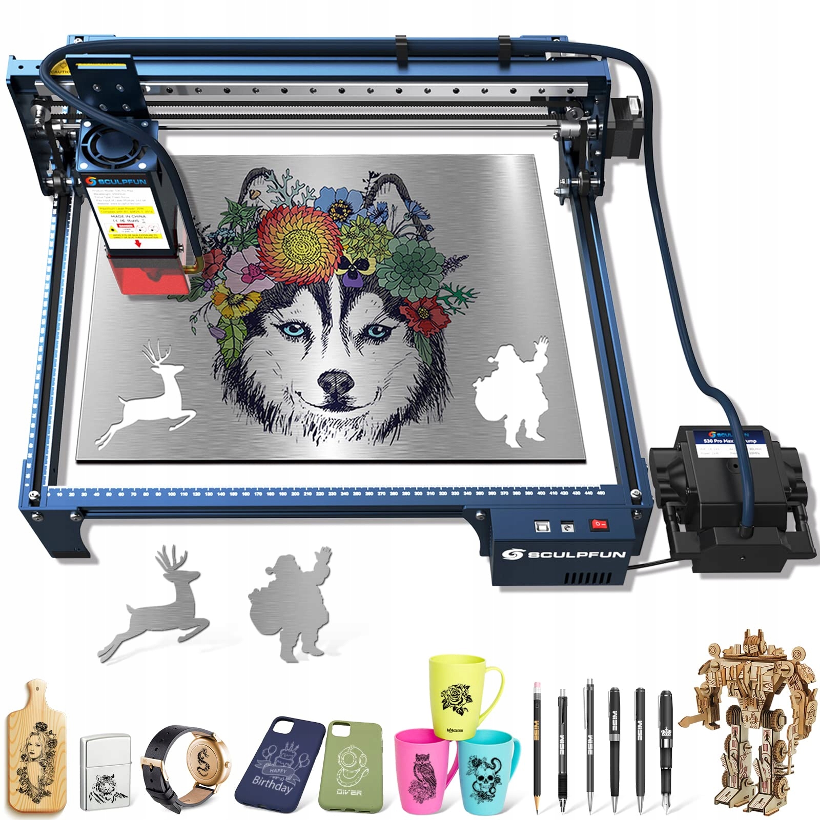 Laserový gravírovací stroj Sculpfun S30 Pro Max s výkonem 20 W