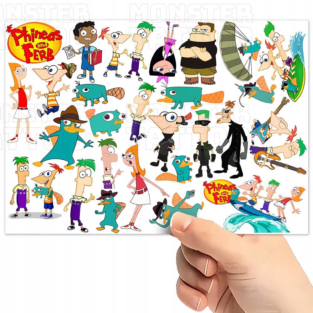 TATUAŻE ZMYWALNE TYMCZASOWE DLA DZIECI FINEASZ I FERB WZORY ORYGINALNE Typ naklejka