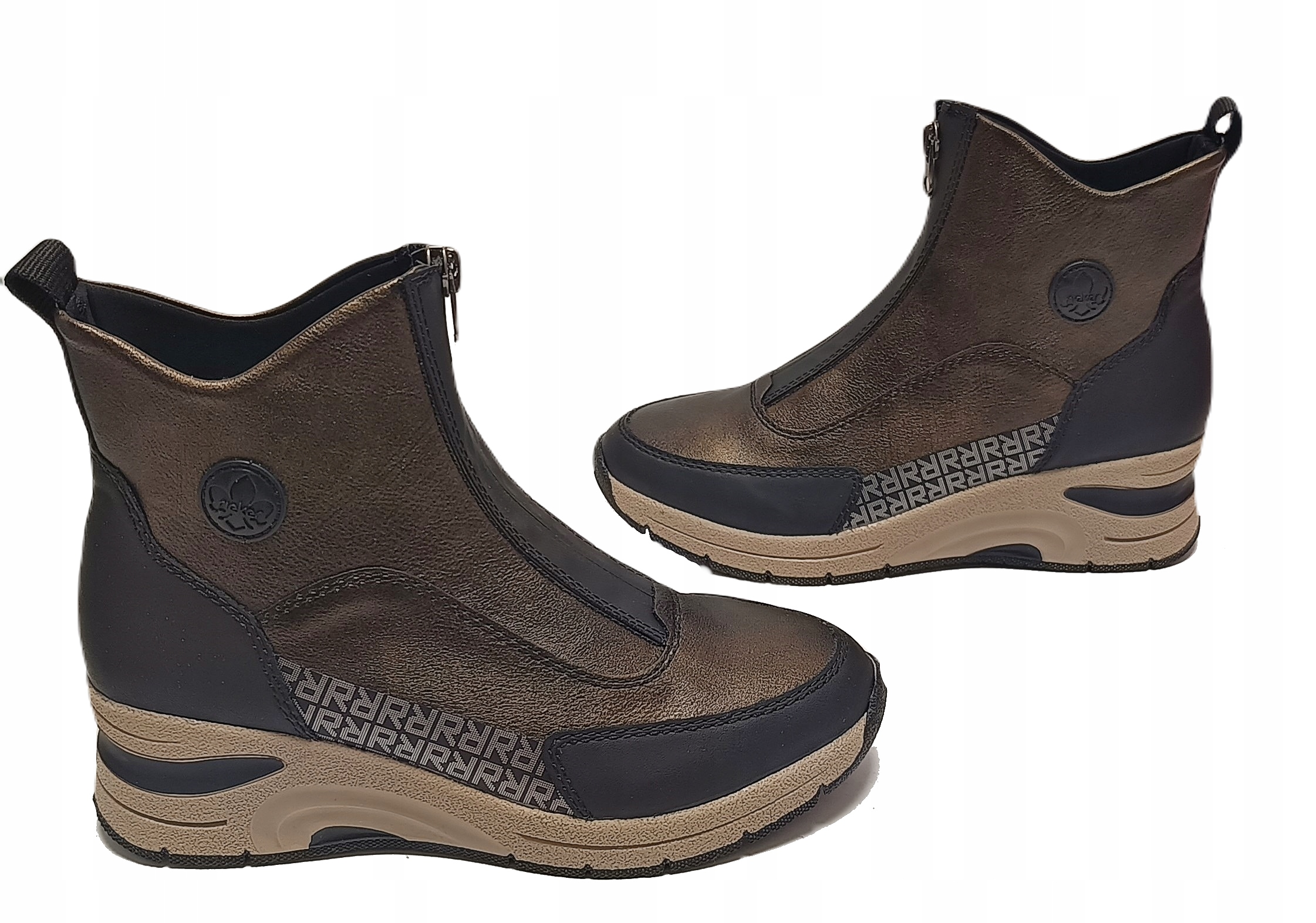 Pohodlné kotníkové boty Rieker N9381-60, měděná barva, velikost 39