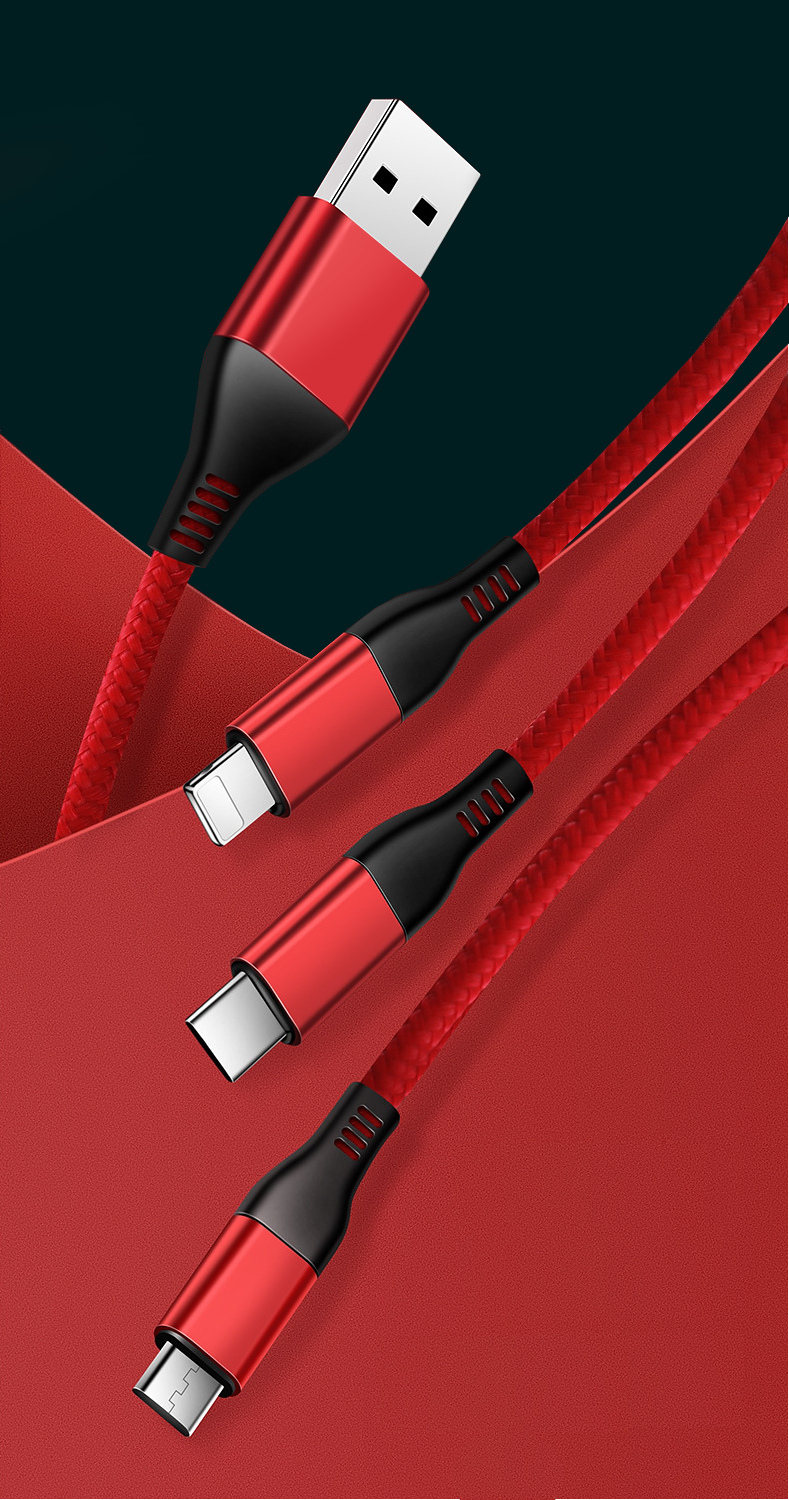 KABEL 3w1 DO APPLE lightning / micro USB / TYP-C Długość przewodu 1.2 m