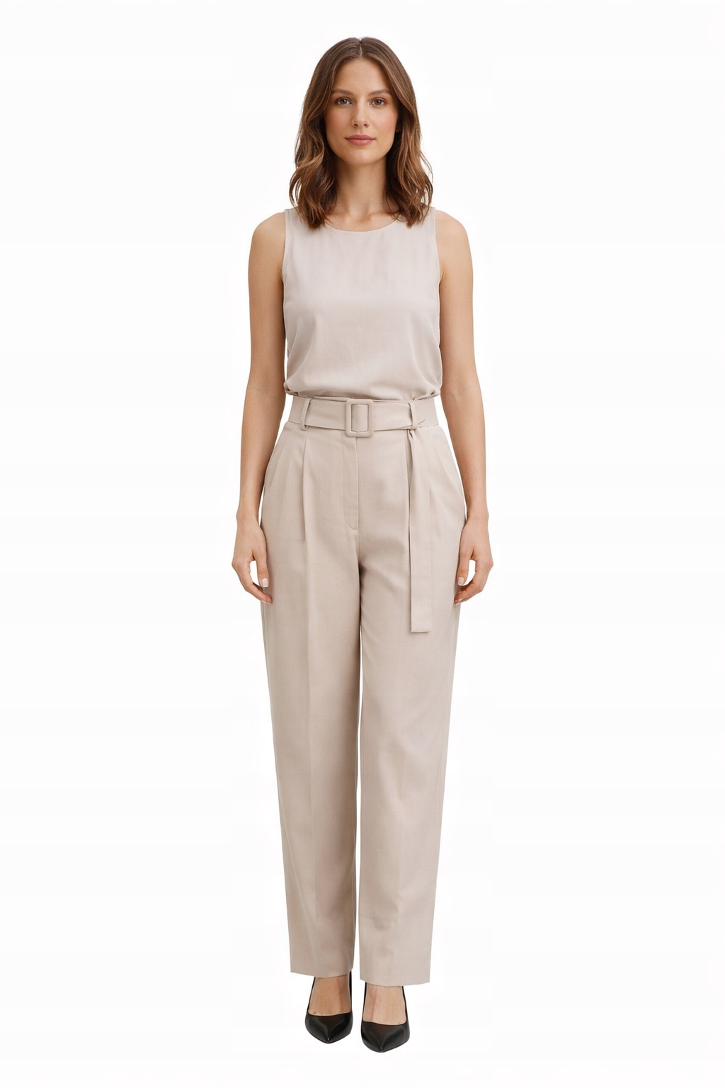 Šedé Elegantní Kalhoty S Vysokým Pasem, Velikost 2I3A