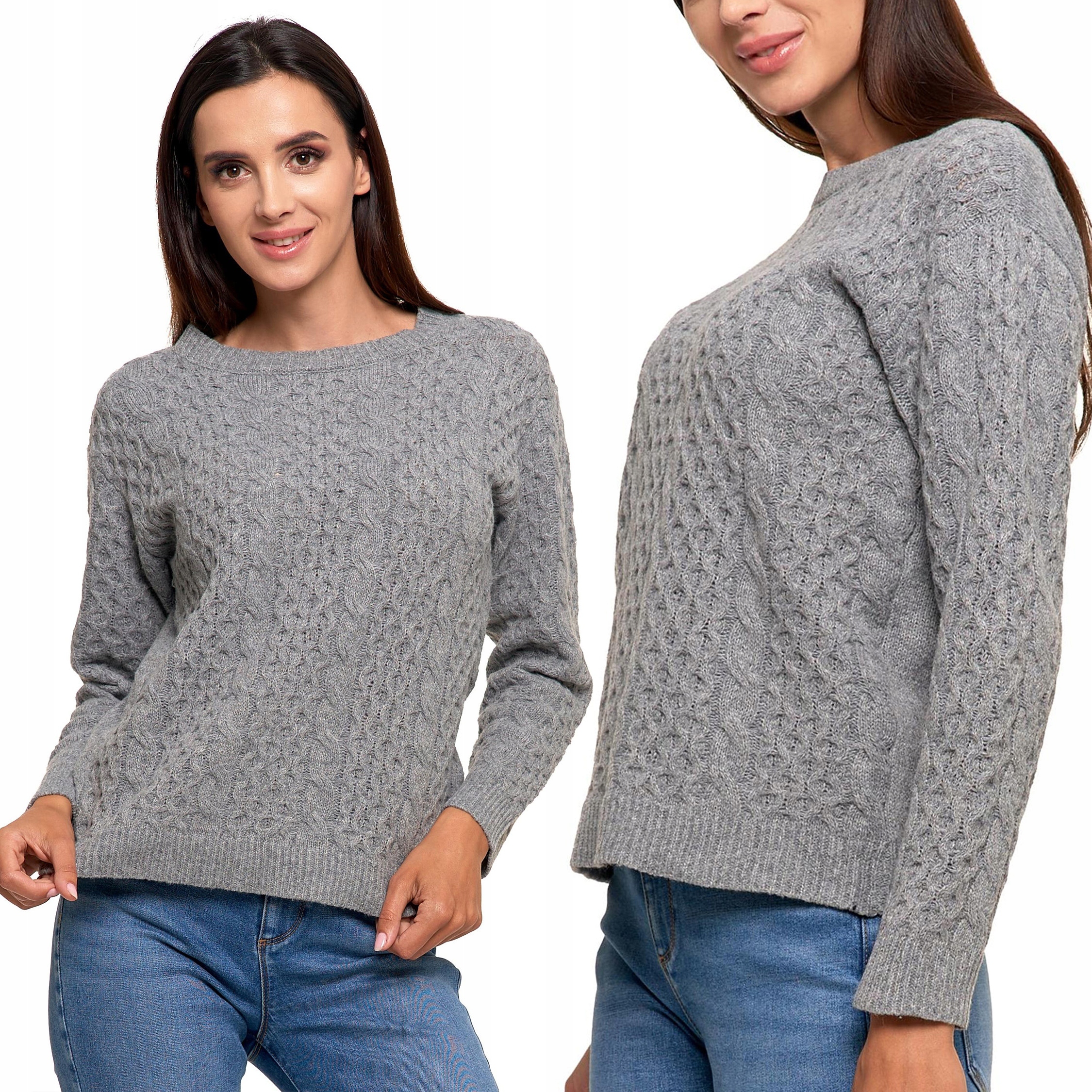 Moraj dámský zimní svetr s copánkovou vazbou, Tlustý, Teplý S