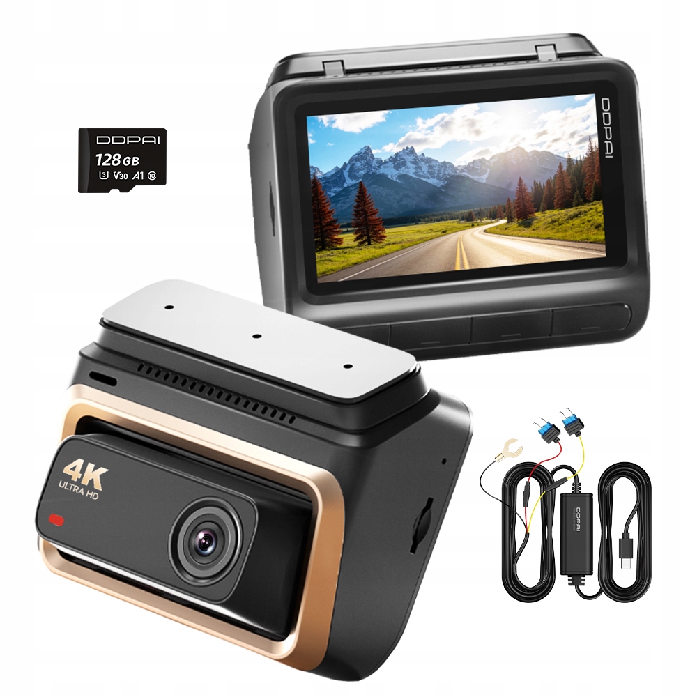 Wideorejestrator Ddpai Z60 Pro Kamera Samochodowa 4K Hdr 128GB+HARDWIRE Kit