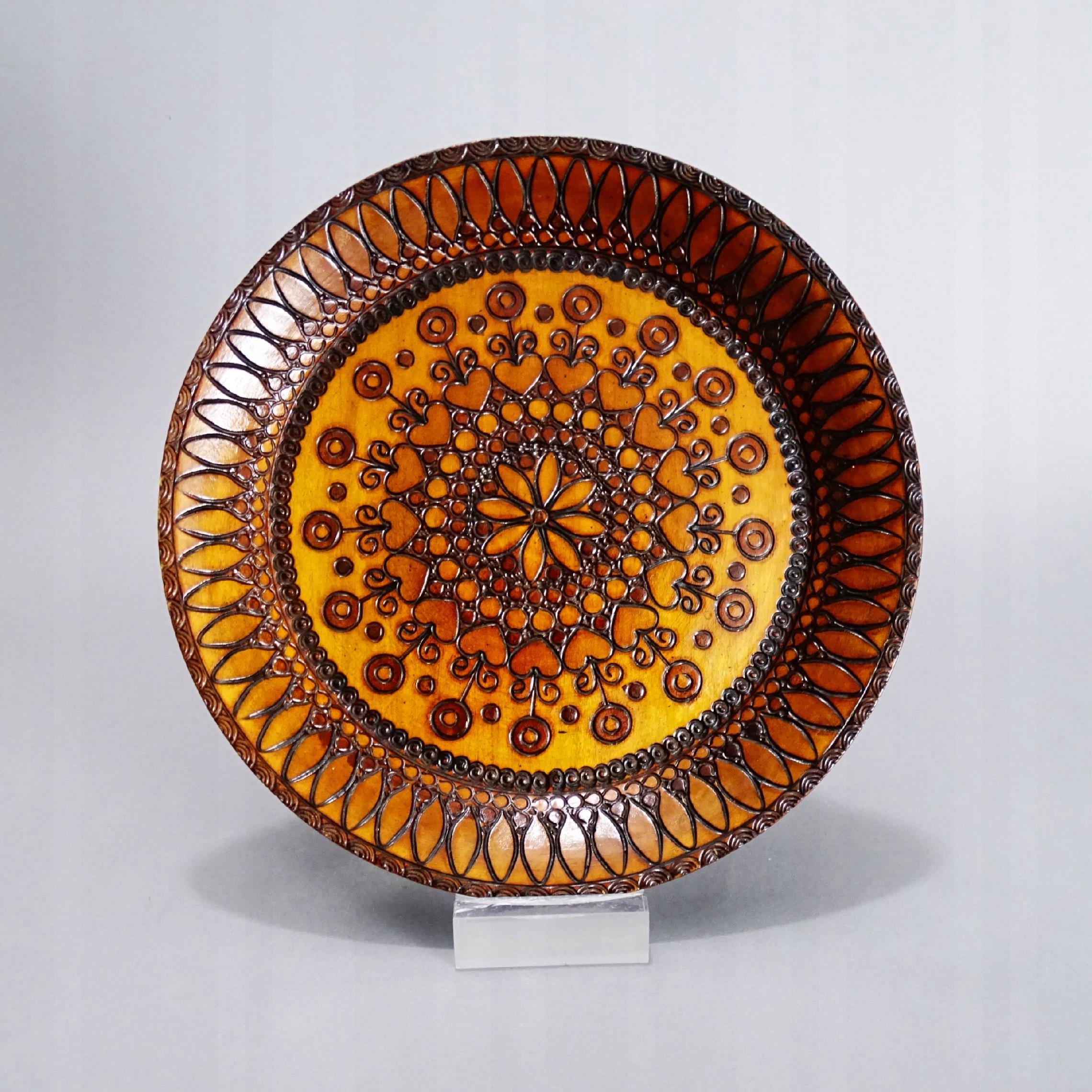 PIĘKNA STARA DREWNIANA PATERKA TELERZ CEPELIA PRL