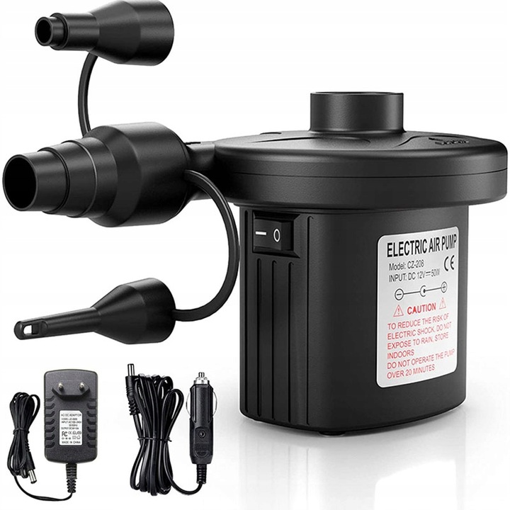 ELEKTRYCZNA POMPKA MATERAC BASEN 12V/230V KOŃCÓWKI