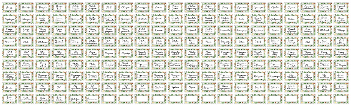 

Naklejki etykiety na przyprawy na słoiki 175+pisak