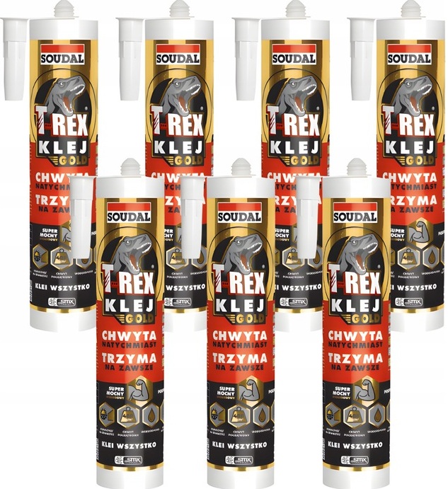 7szt Klej Montażowy T-rex gold strong Soudal 290 ml Mocny Uniwersalny