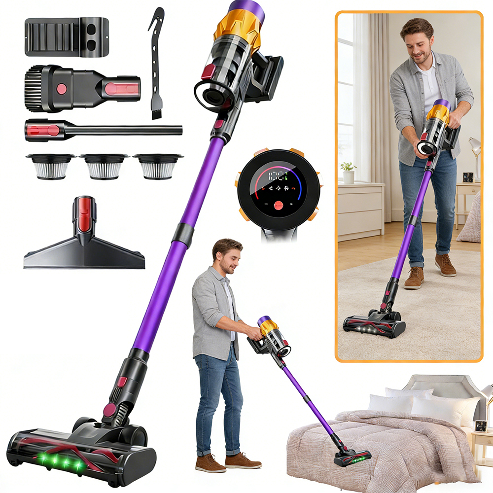 Odkurzacz Pionowy Bezprzewodowy Elektroszczotka Kolorowy Ekran DOTYKOWY550W