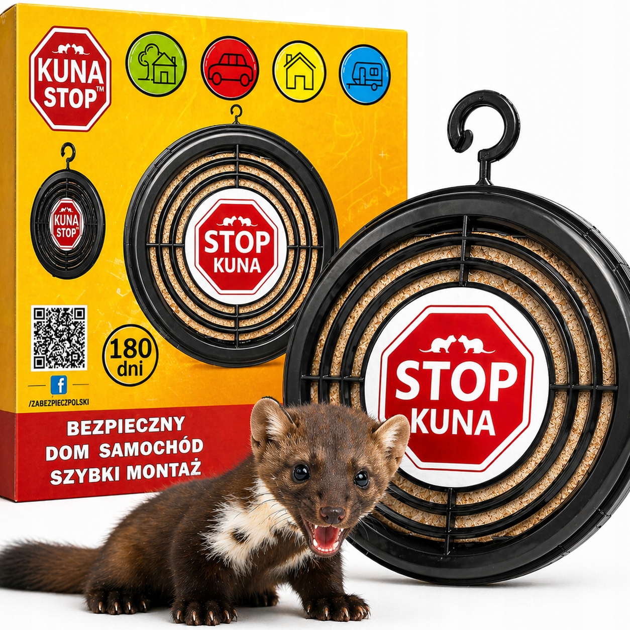 Odstraszacz Na Kuny Anty Kunom Gryzącym Kable w Aucie Zawieszka Kuna Stop