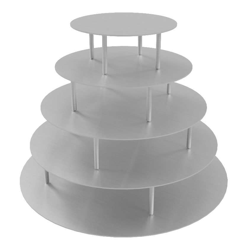 Rám skrytý pro patrový dort Anglik kulatý 5dílný nerezový