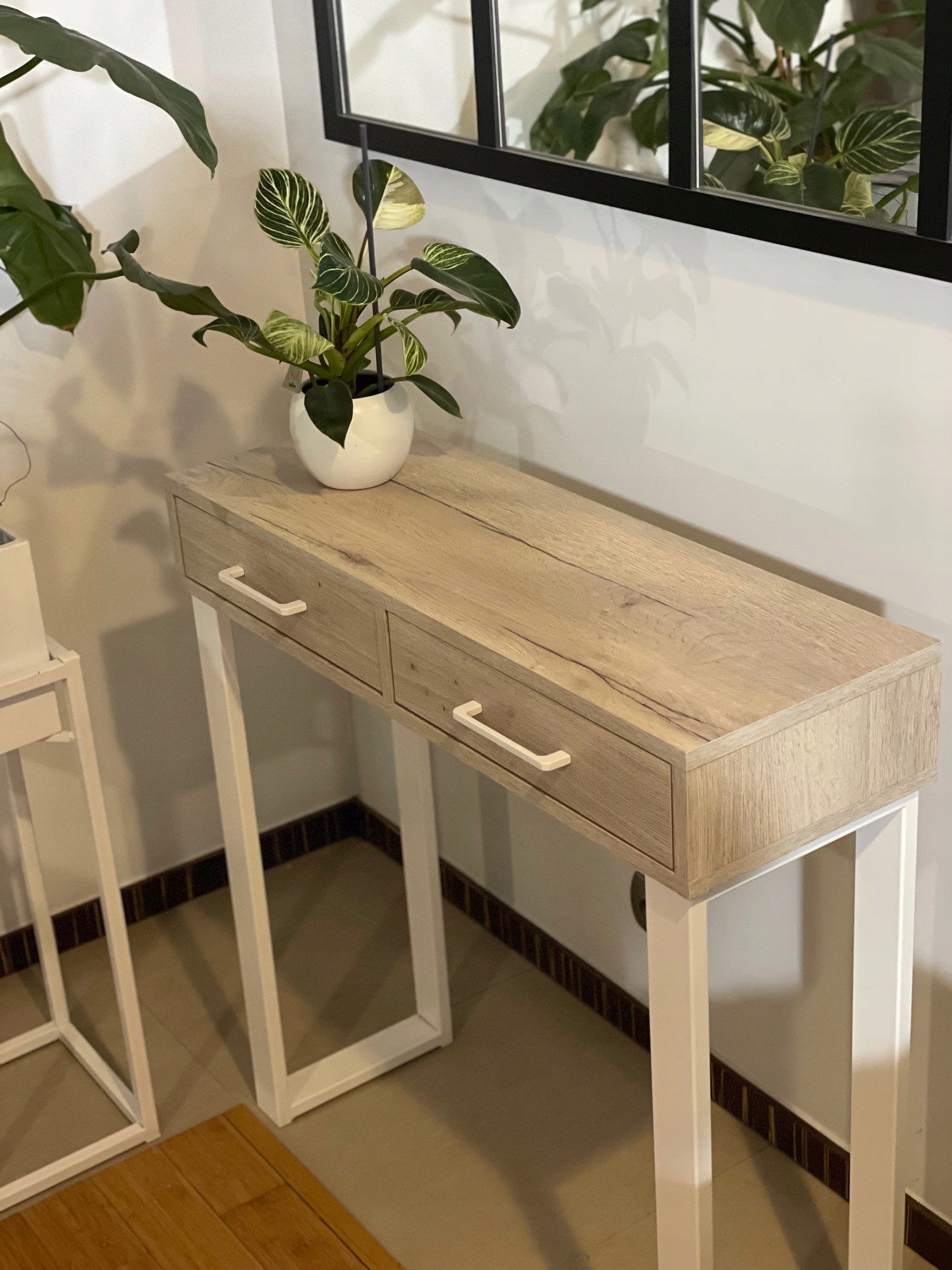 Konsola LOFT Z Szufladą Halifax Biały 90x30x94 Marka Tabello-Decor