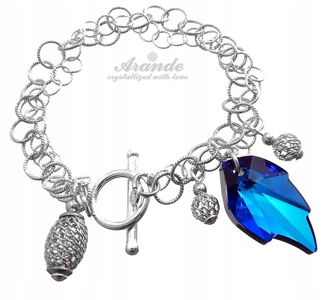 Ozdobné krystaly Náramek Blue Leaf Stříbro