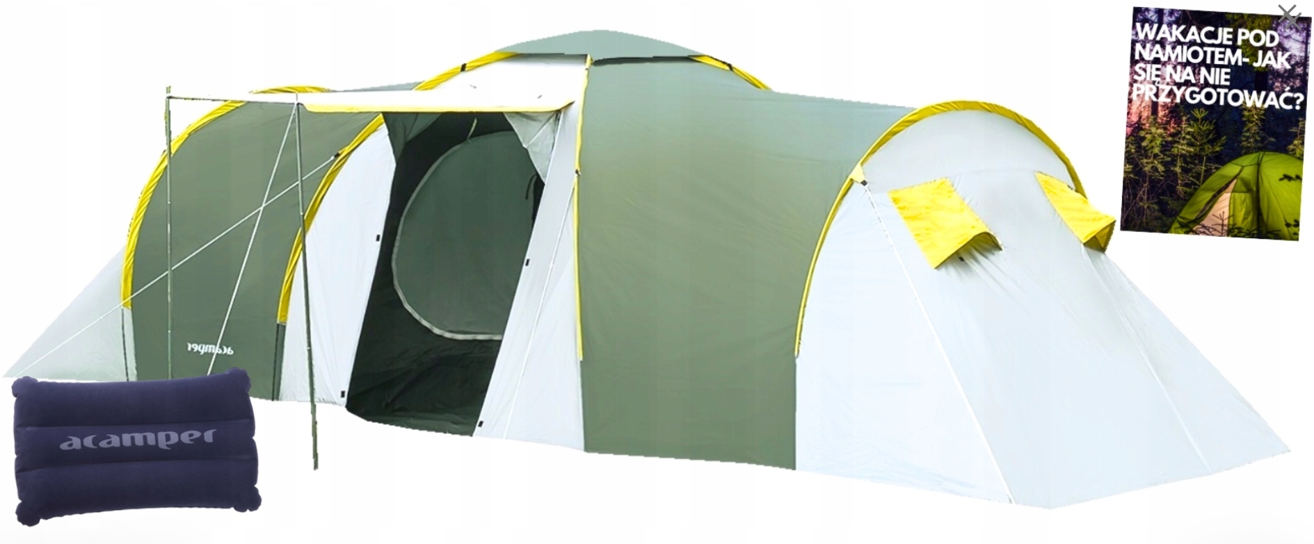 WODOODPORNY NAMIOT 6 OSOBOWY ACAMPER RODZINNY 2 DUŻE SYPIALNIE TROPIK HIT!