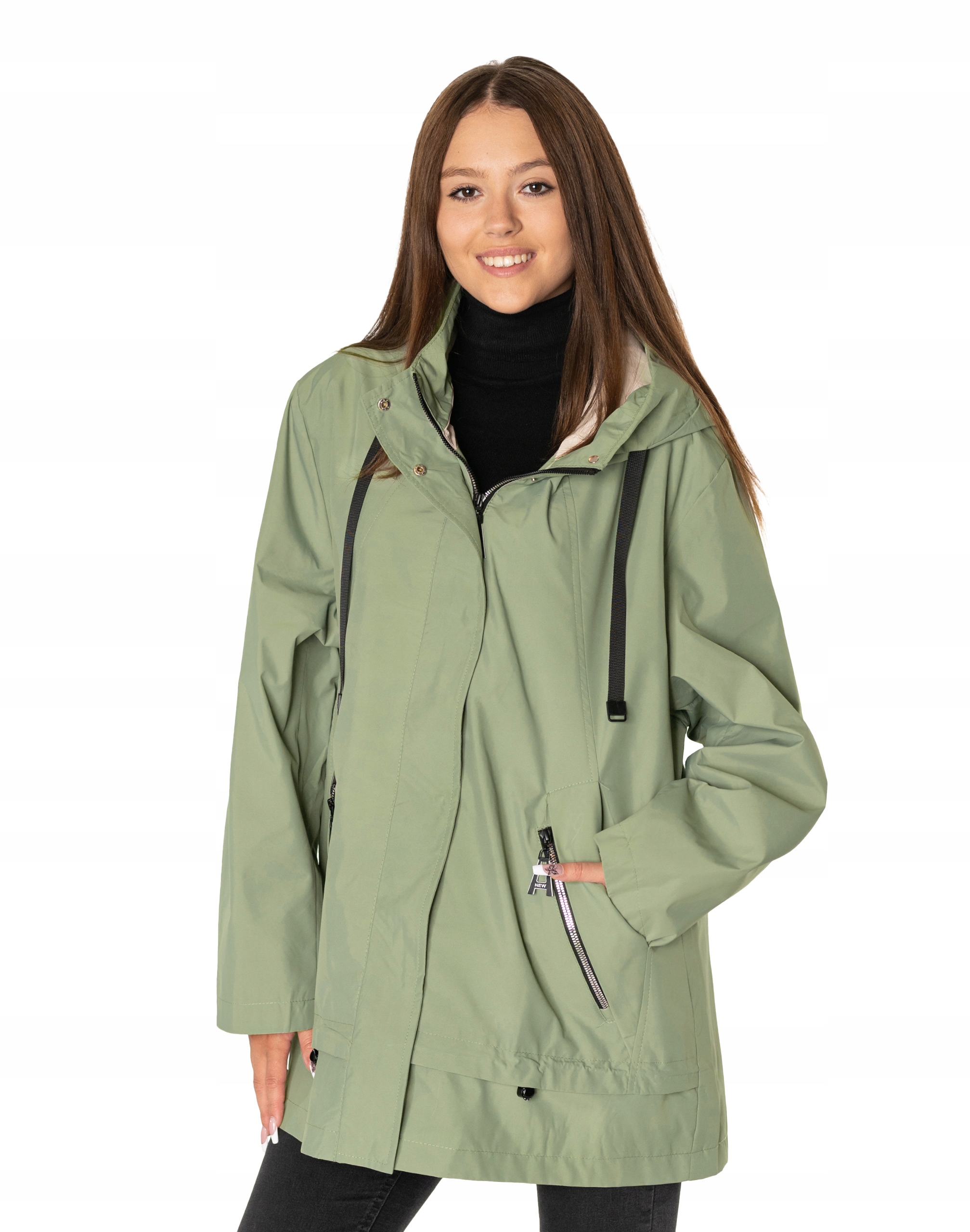 Dámská přechodná bunda, Kabátek s kapucí velikost L F801-04 58/60