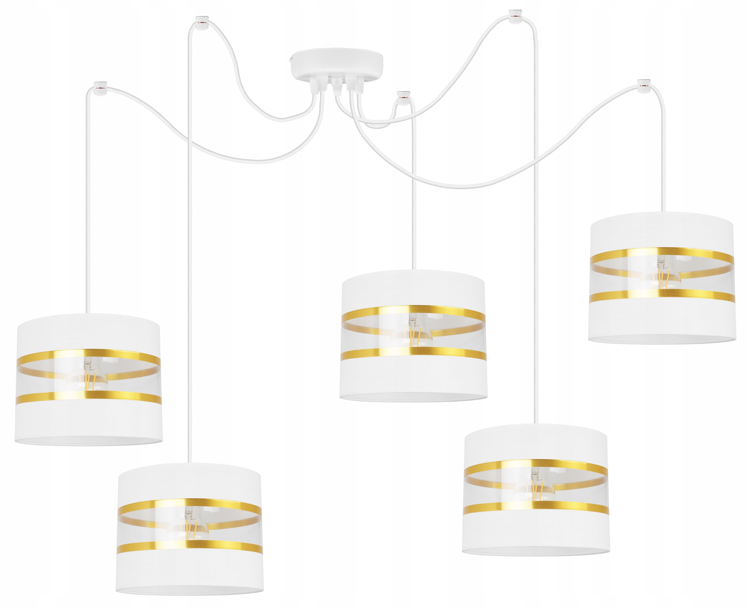 Závěsná Stropní Lampa Pavouk Lustr Stínidlo Bílo-zlatý Glamour Do Jídelny