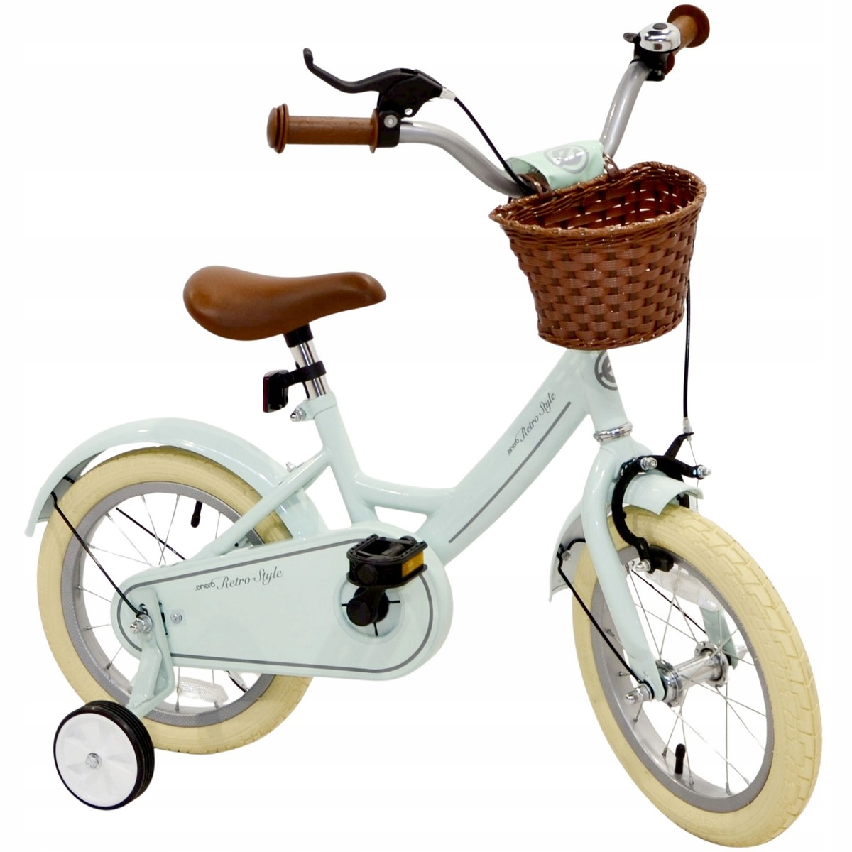 Rowerek Dziecięcy Rower 14" Kółka Boczne Koszyk Enero Retro Style