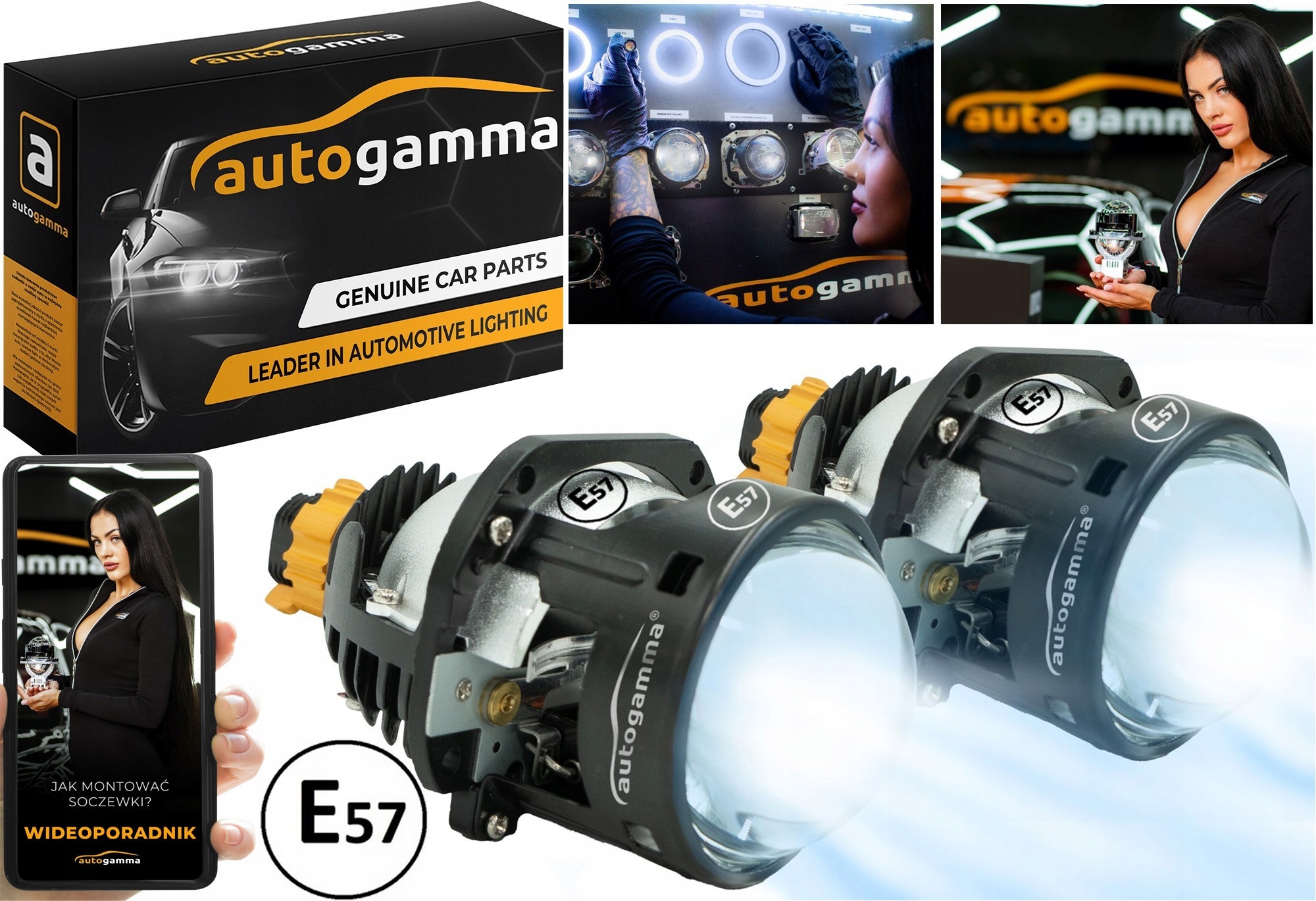 Soczewki projektory Bi LED Grant 2.5" komplet 6000K Homologacja E57