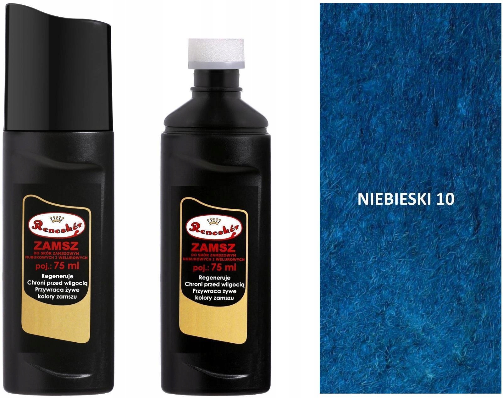 NIEBIESKI RENOWATOR KOLORU SKÓRY ZAMSZU NUBUKU WELURU PŁYN RENOSKÓR + PASTA