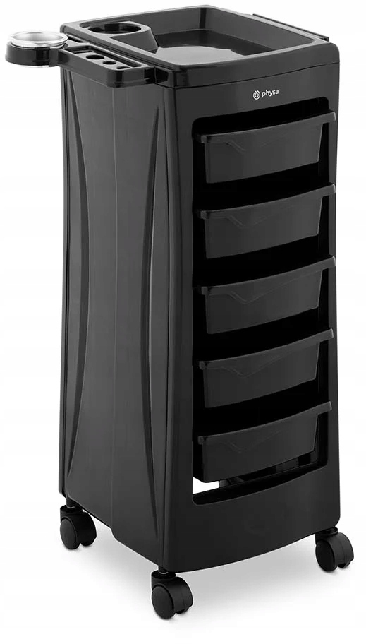 Kadeřnický vozík s držákem na fén, 5 zásuvek, police 485 x 380 mm