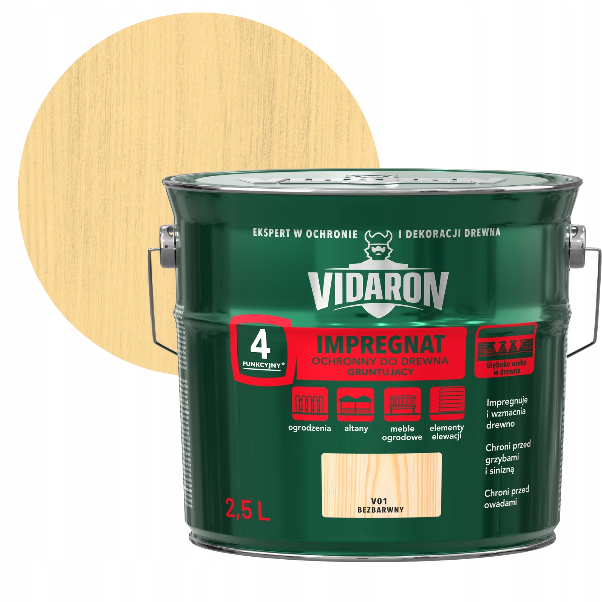 Vidaron Impregnat Gruntujący Do Drewna 2,5L Bezbarwny V01