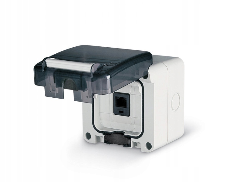 Gniazdo Nt RJ45 KAT6 Komput. Hermetyczne Protecta IP66 Z Puszką Scame 137.6