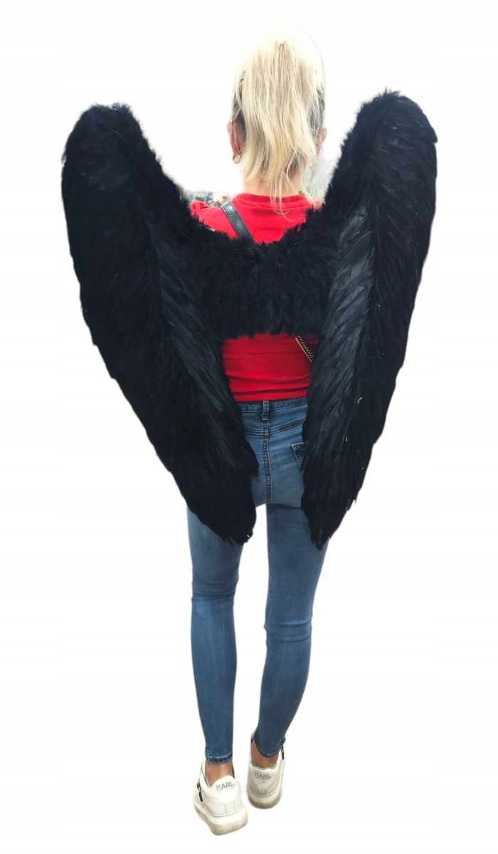 Skrzydła Anioła CZARNE PIÓRA DUŻE XXL karnawał