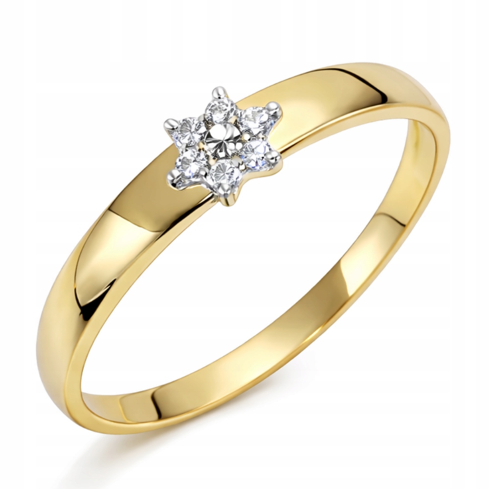 Zlatý Prstýnek 585 s Bílou Zirkonií Květ Gravírování Bonus r22