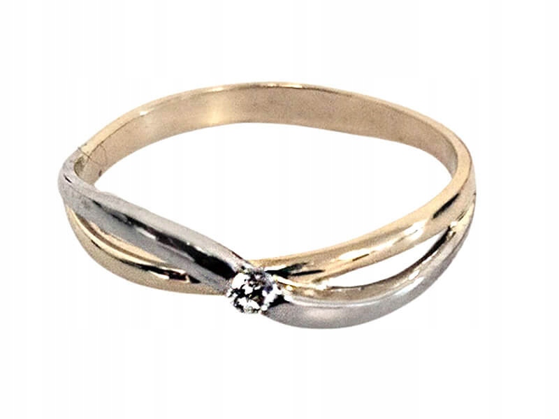 Zlatý prstýnek 585 pletený s bílou zirkonií 1,7g prokládaný r11