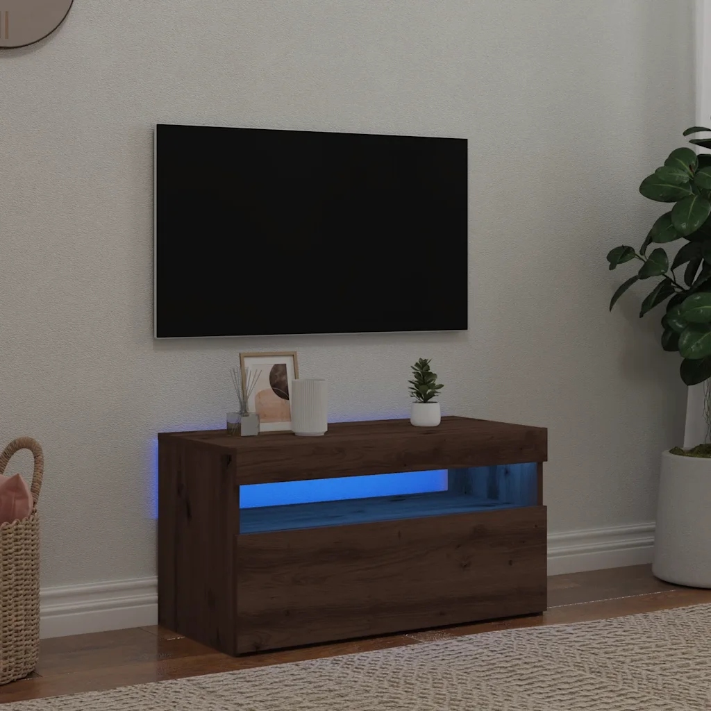 vidaXL Tv stolek s Led dub artisan 75 x 35 x 40 cm kompozitní dřevo