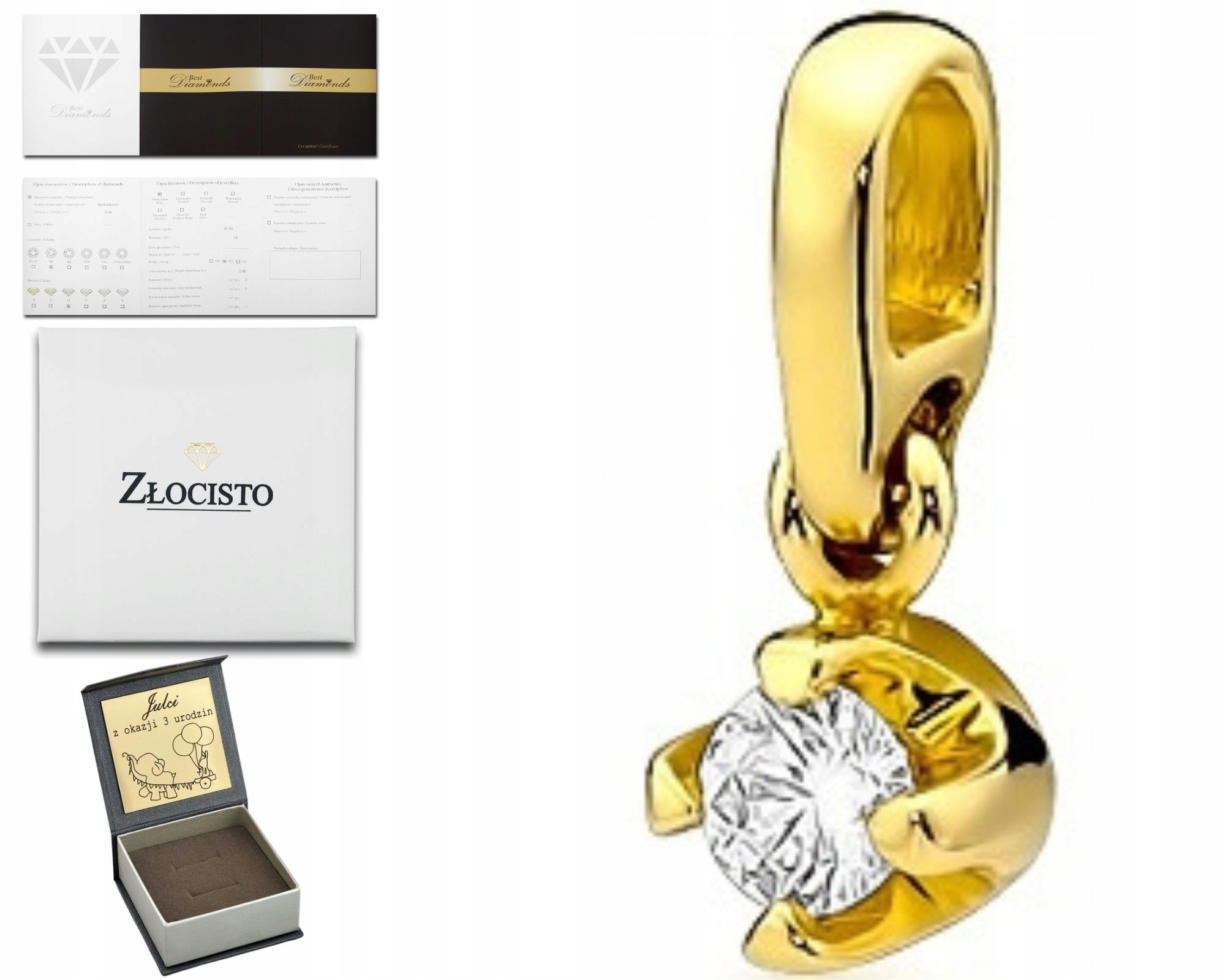 Zlatý Přívěsek Přívěsek S Briliantem A Diamantem 585
