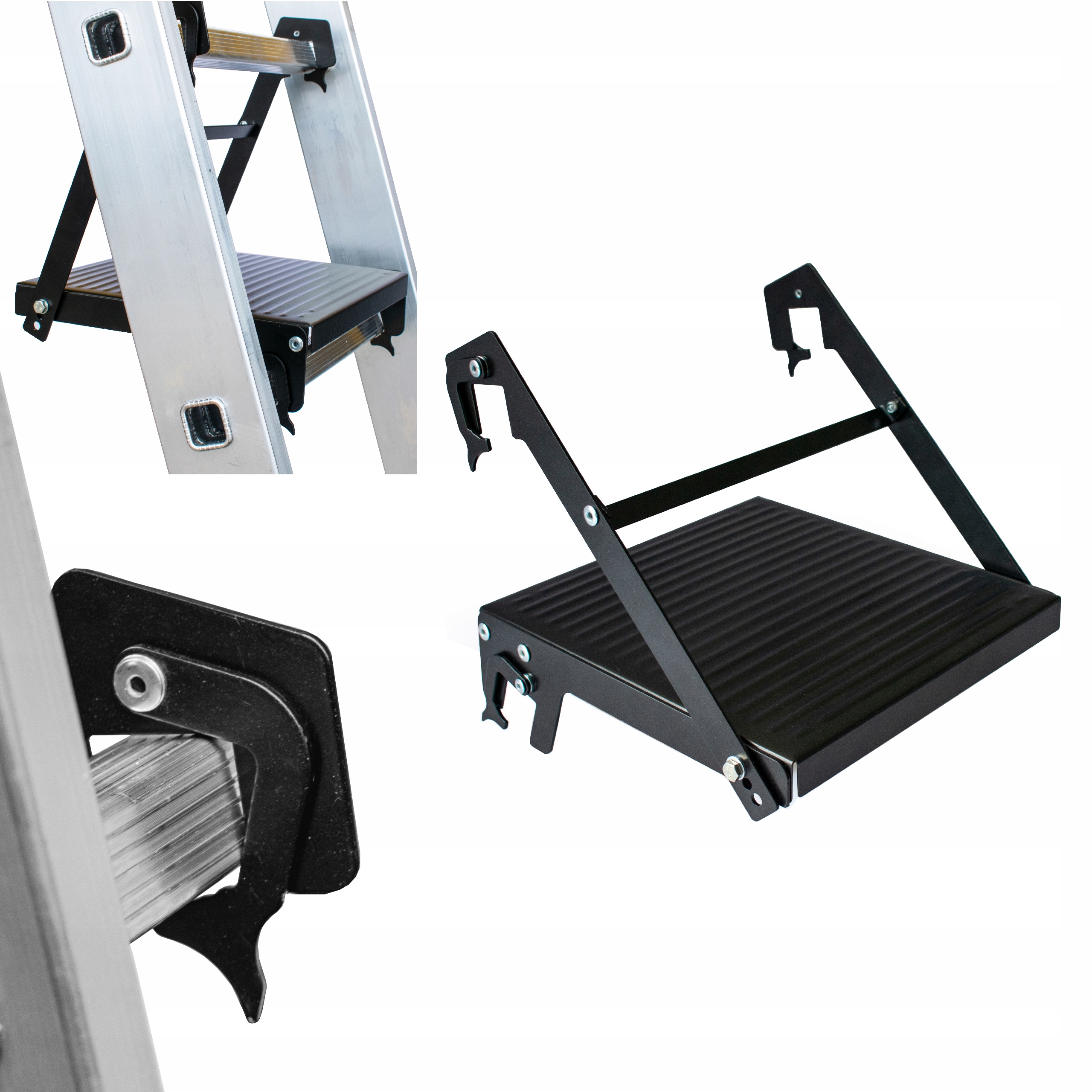 Ocelový žebřík, plošina pro žebřík Drabest