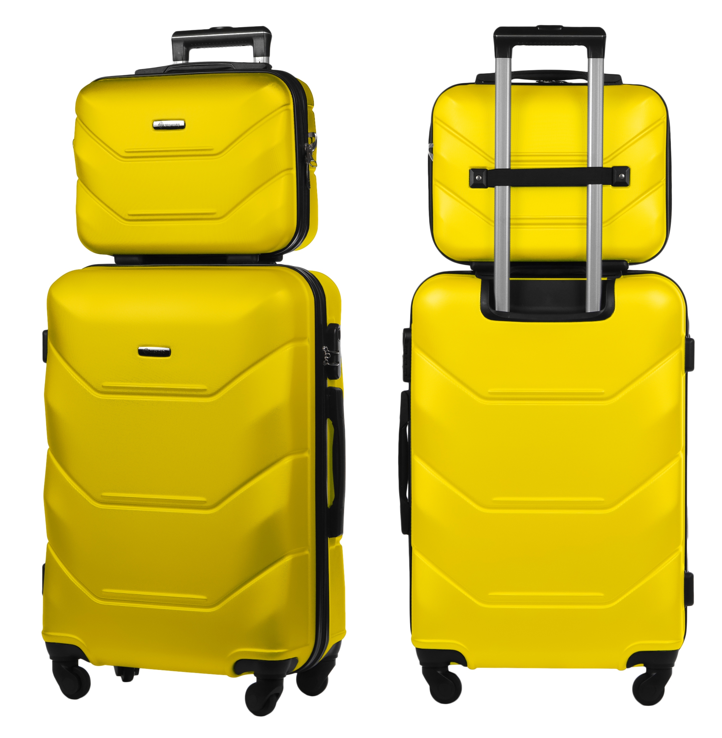 Set 2v1 Cestovní Kufr Střední M Kufřík Bc Žlutá Kolečka A227 Abs