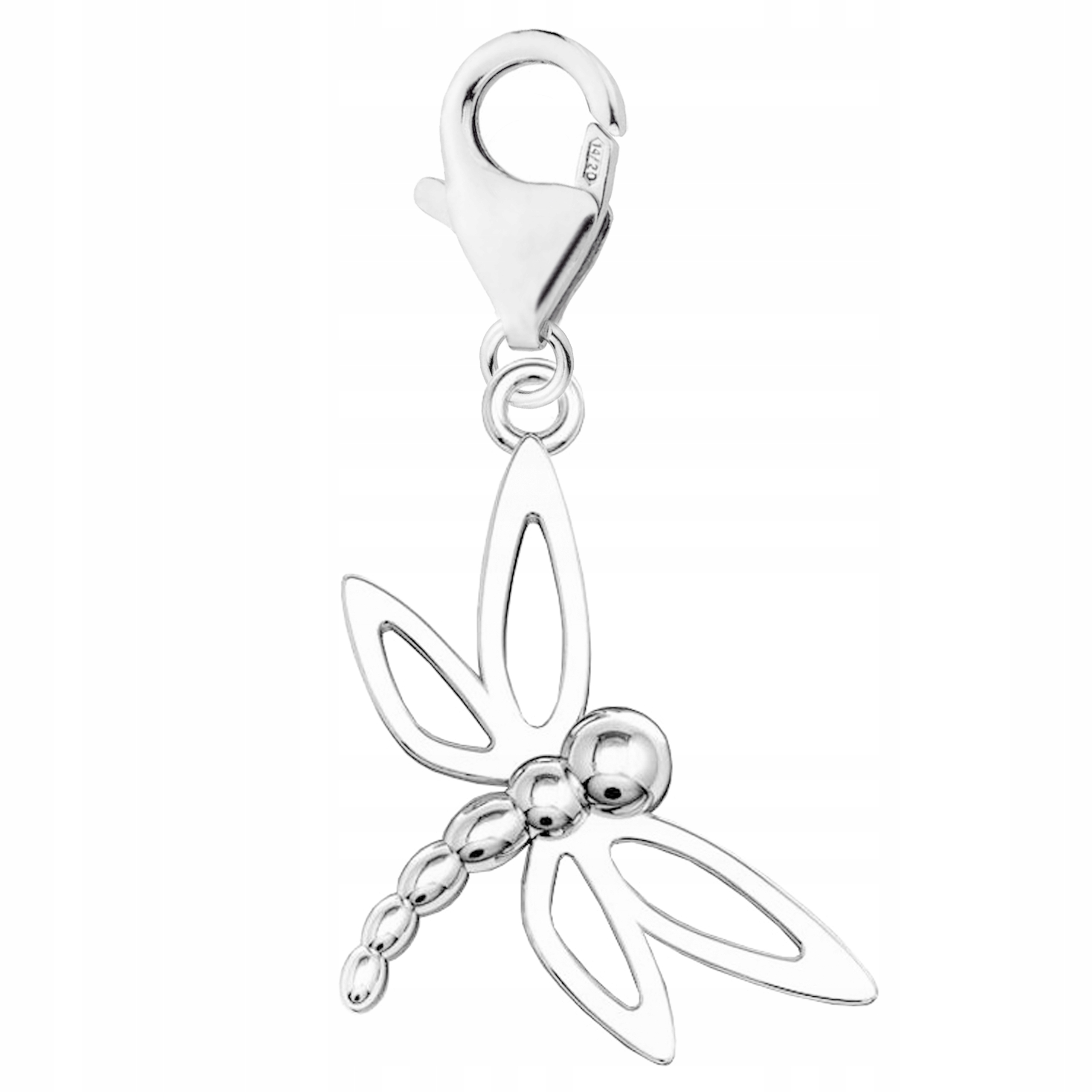 Stříbrný přívěsek Karabinka s vážkou Hmyz Motýlek Stříbro 925