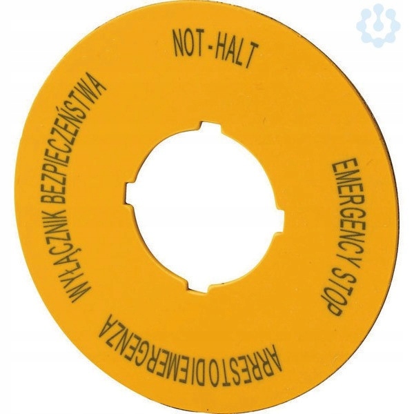 Etiketa FI60 mm Not-aus (V 4 Jazykoch: Pl, Gb, De, I) Eaton M22-XBK15