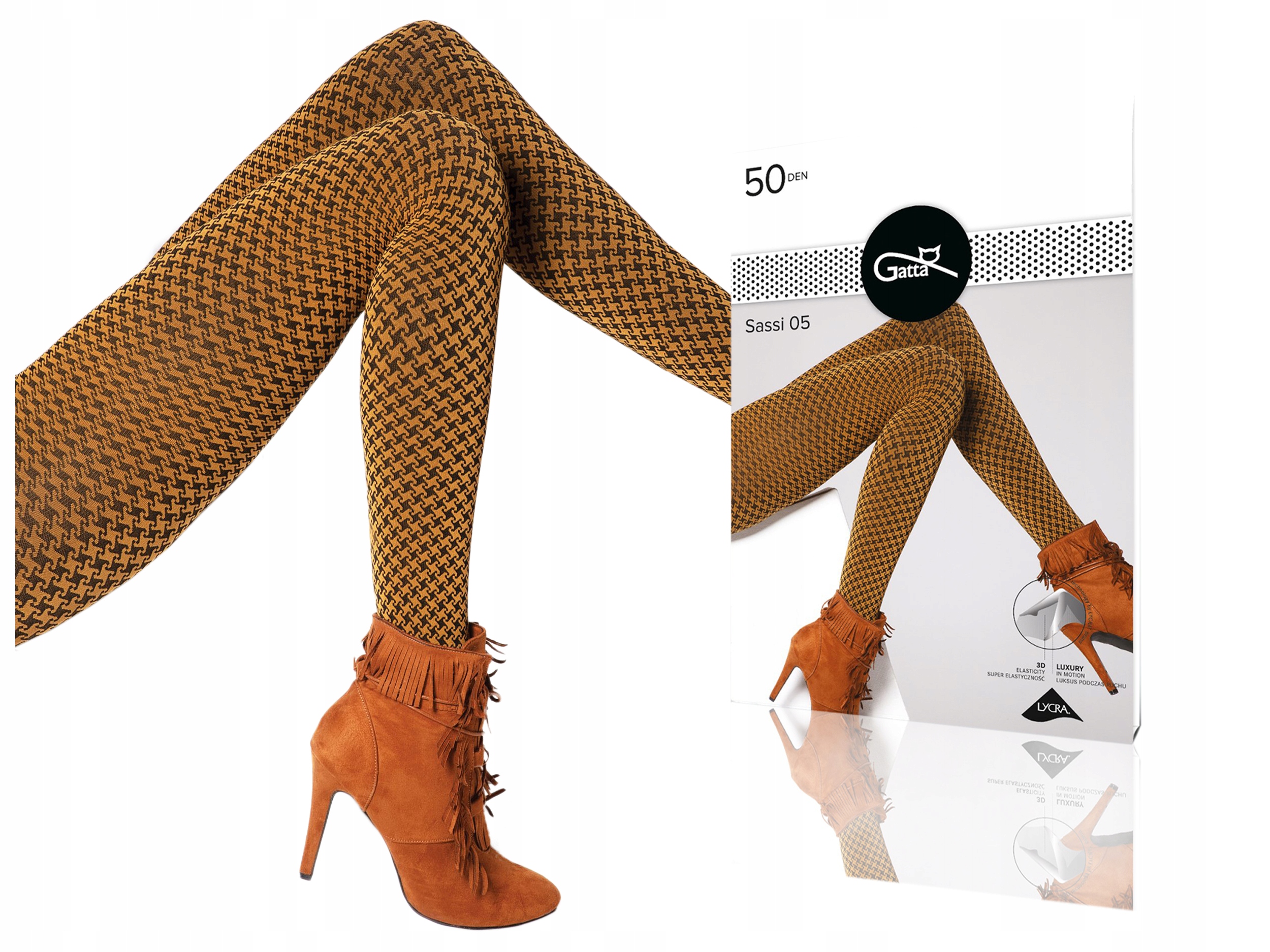 

Rajstopy matowe Gatta Sassi 05, honey.nero, 4-L