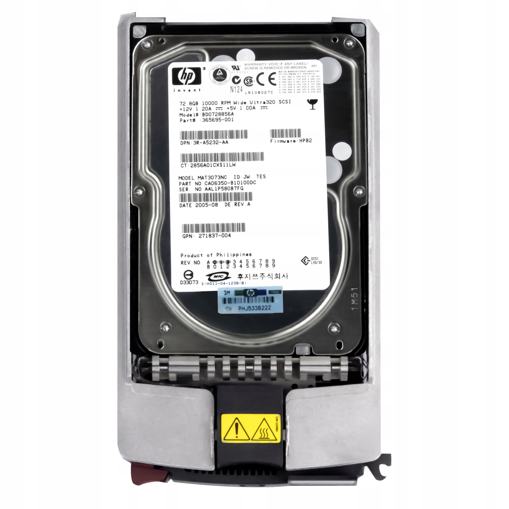 Hp 3655695-001 289042-001 73GB 10K 8MB Scsi U320 3.5'' BD0728856A