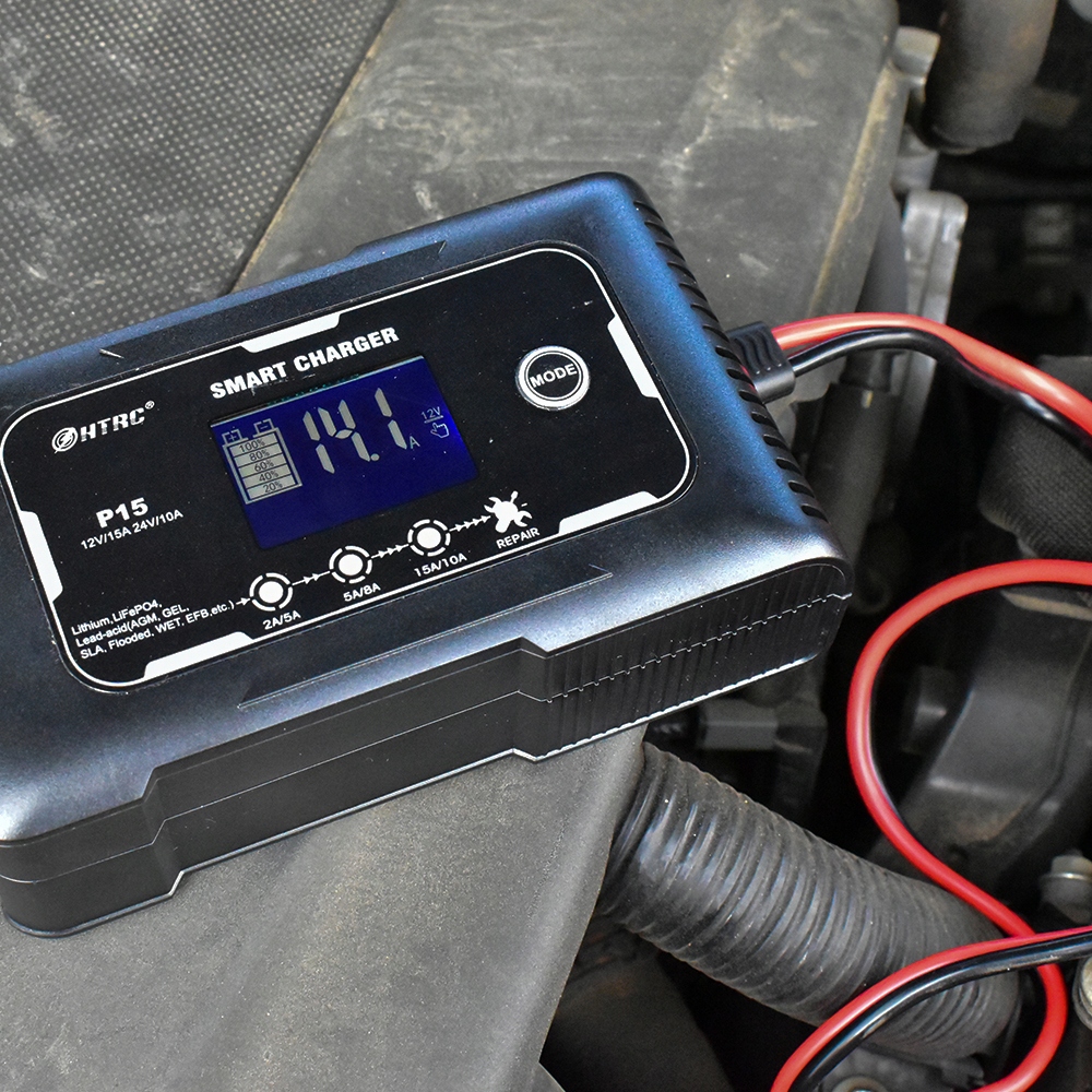 Prostownik Ładowarka Smart HTRC P15 12V/24V 15A LCD Model P15