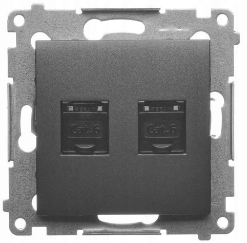Simon 54 Zásuvka počítačová 2x RJ45 CAT.6 Utp modul černá matná